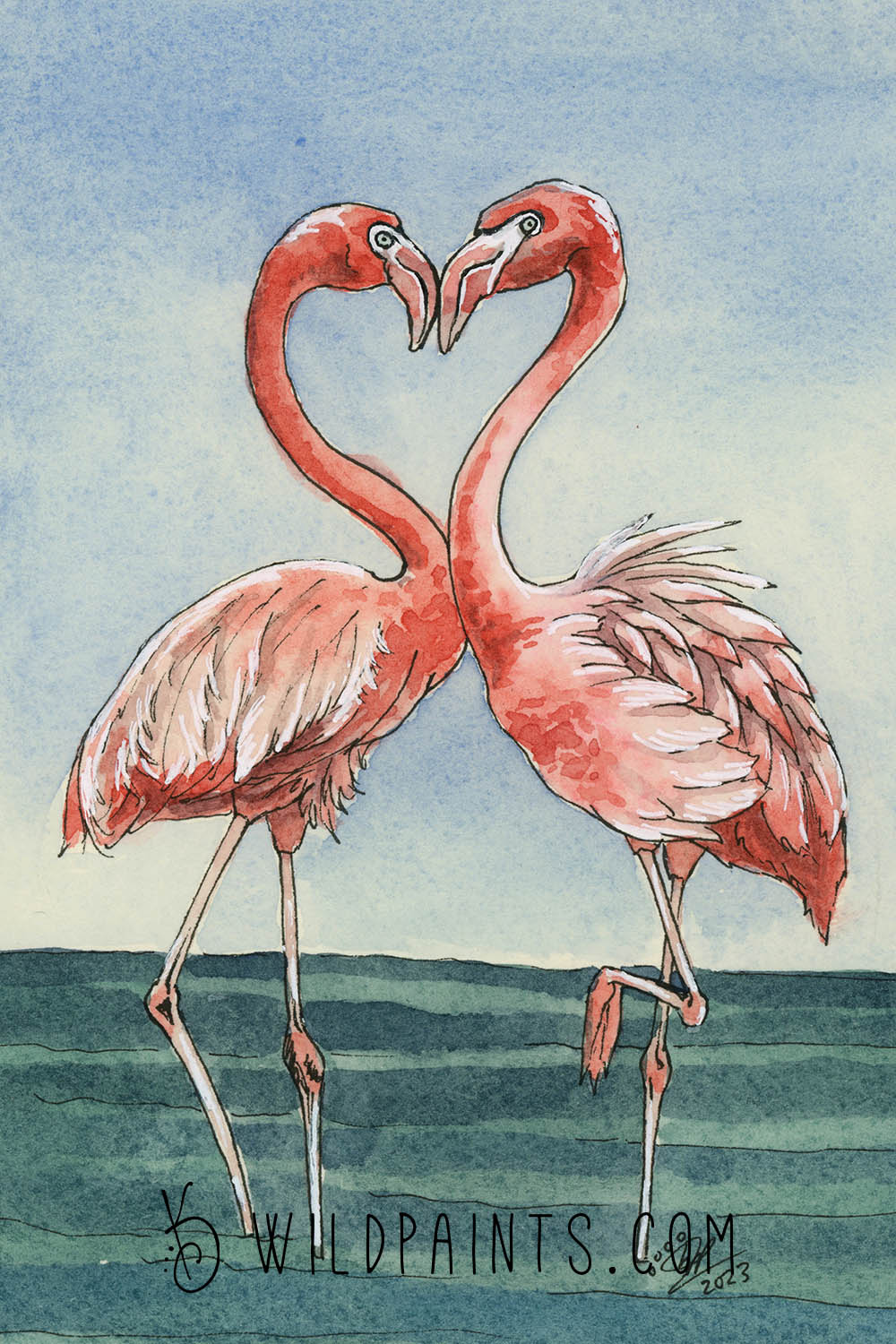 Flamingos - Greeting Card