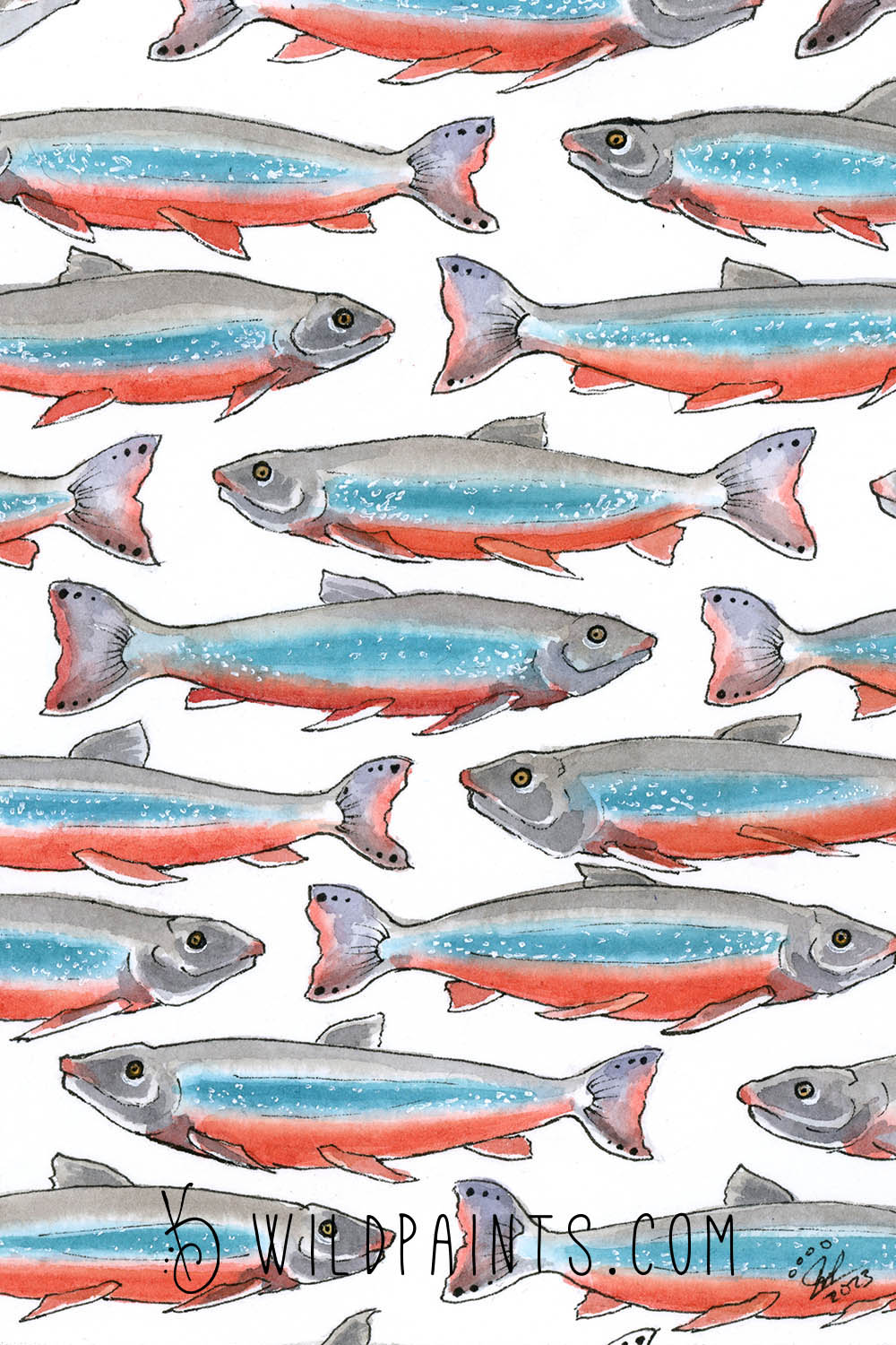 Arctic Char Fish Pattern - Greeting Card