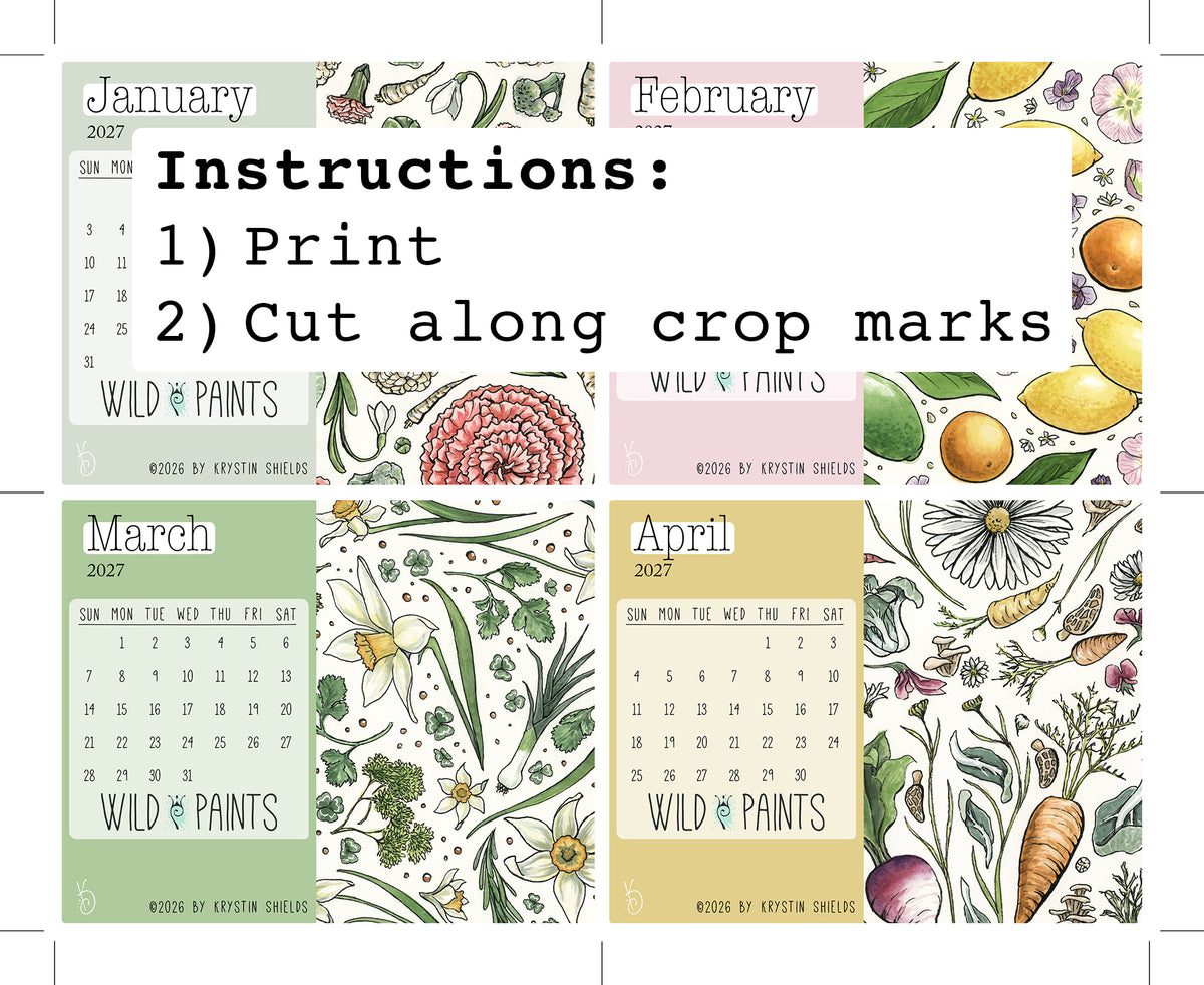 2027 Harvest Desk Calendar - Digital Download